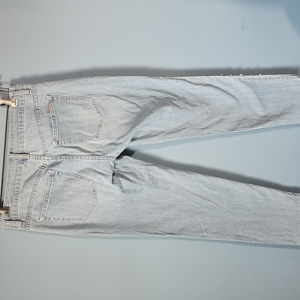 Jennifer Lopez Pearl & Rhinestone Trimmed Boyfriend Jeans Size 2 - Picture 3 of 7